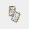 Fashnzfab Glittered Rectangle Stud Earrings In Multi