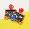 Fashnzfab Glittered Resin Apple Abc Heart Message Chalkboard Link Dangle Earrings In Multi