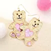 Fashnzfab Glittered Resin Bear Dangle Earrings In Gold