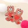Fashnzfab Glittered Resin Bear Dangle Earrings In Pink
