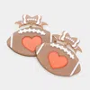 Fashnzfab Glittered Resin Bow Heart Centered Football Link Dangle Earrings - Brown In Brown