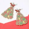 Fashnzfab Glittered Resin Bow Topper Christmas Tree Earrings In Gold