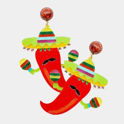 Fashnzfab Glittered Resin Chili Pepper Dangle Earrings In Brown