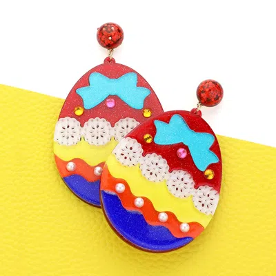 Fashnzfab Glittered Resin Easter Egg Dangle Earrings In Multi