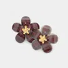 Fashnzfab Glittered Resin Flower Stud Earrings In Brown