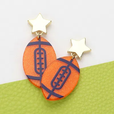 Fashnzfab Glittered Resin Game Day Football Dangle Earrings In Multi