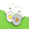 Fashnzfab Glittered Resin Glove Dangle Earrings - Silver In Metallic