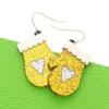 Fashnzfab Glittered Resin Glove Dangle Earrings In Gold