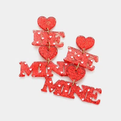 Fashnzfab Glittered Resin Heart Be Mine Message Link Dangle Earrings In Red