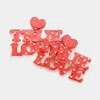 Fashnzfab Glittered Resin Heart True Love Message Link Dangle Earrings In Red