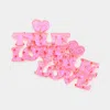 Fashnzfab Glittered Resin Heart True Love Message Link Dangle Earrings In Pink