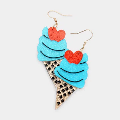 Fashnzfab Glittered Resin Ice Cream Dangle Earrings In Blue