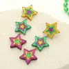 Fashnzfab Glittered Resin Mardi Gras Triple Star Link Dropdown Earrings In Multi