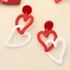 Fashnzfab Glittered Resin Open Heart Link Dangle Earrings In Red