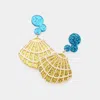 Fashnzfab Glittered Resin Sea Shell Dangle Earrings In Multi