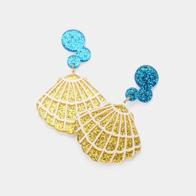 Fashnzfab Glittered Resin Sea Shell Dangle Earrings In Multi