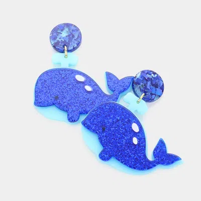 Fashnzfab Glittered Resin Wale Dangle Earrings In Blue