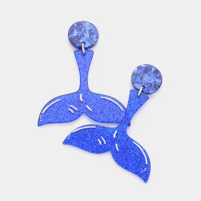 Fashnzfab Glittered Resin Wale Tale Dangle Earrings In Blue