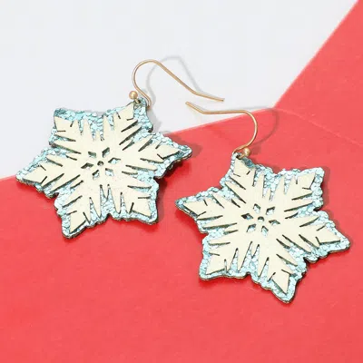 Fashnzfab Glittered Snowflake Dangle Earrings In Blue