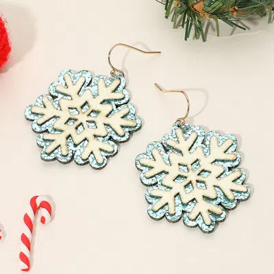 Fashnzfab Glittered Snowflake Dangle Earrings In Green