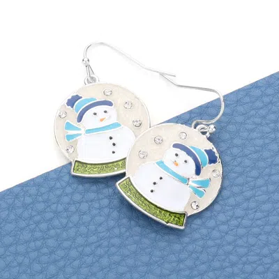 Fashnzfab Glittered Snowman Snow Globe Dangle Earrings In Multi