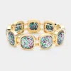Fashnzfab Glittered Square Stretch Bracelet Multi In Gold