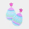 Fashnzfab Glittered Star Resin Easter Egg Link Dangle Earrings - Light Blue In Multi