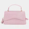 Fashnzfab Glittered Top Handle Flap Square Bag / Crossbody Bag In Pink