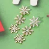 Fashnzfab Glittered Triple Snowflake Link Drop Earrings In White