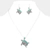Fashnzfab Glittered Turtle Pendant Necklace In Blue