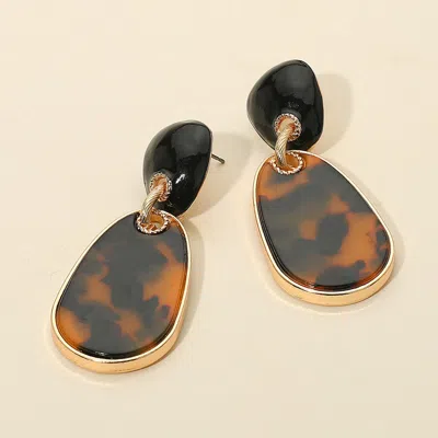 Fashnzfab Glossy Finish Tortoise Patterned Teardrop Link Drop Earrings In Multi
