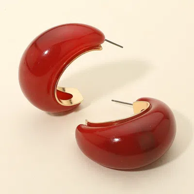 Fashnzfab Glossy Marbled Chunky Resin Hoop Earrings In White