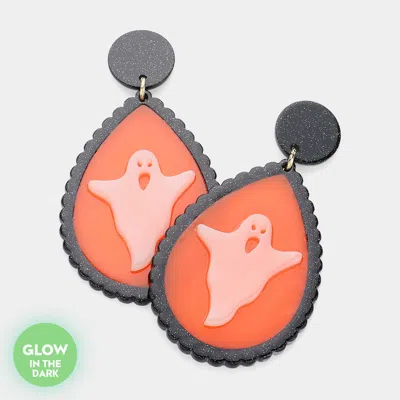 Fashnzfab Glow In The Dark Ghost Pointed Teardrop Dangle Earrings In Orange