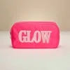 Fashnzfab Glow Message Patch Embroidered Pouch Bag / Organizer In Pink