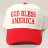 Fashnzfab God Bless America Message Embroidered Corduroy Baseball Cap In Red
