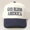 Fashnzfab God Bless America Message Embroidered Corduroy Baseball Cap In Blue
