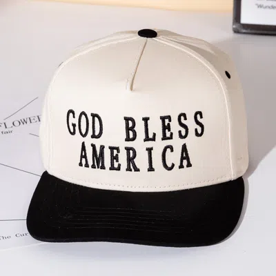 Fashnzfab God Bless America Message Embroidered Five Panel Canvas Snapback Baseball Cap In Black
