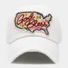 Fashnzfab God Bless Message Usa Map Vintage Baseball Cap In White