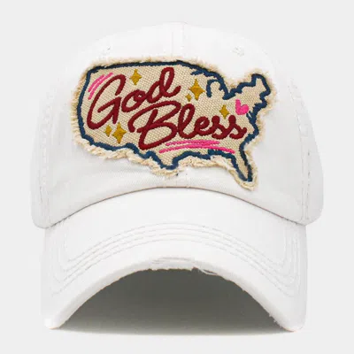 Fashnzfab God Bless Message Usa Map Vintage Baseball Cap In White