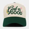 Fashnzfab God Is Good Message Embroidered Baseball Cap In Green