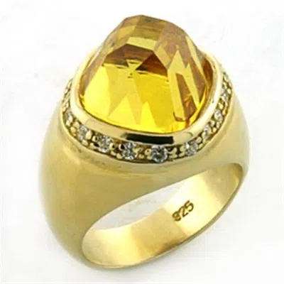 Fashnzfab Gold 925 Sterling Silver Ring With Aaa Grade Cz In Citrine
