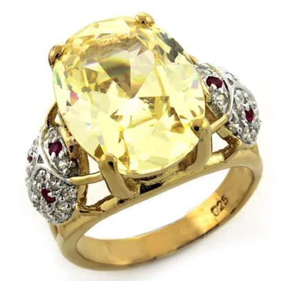 Fashnzfab Gold 925 Sterling Silver Ring With Aaa Grade Cz In Citrine