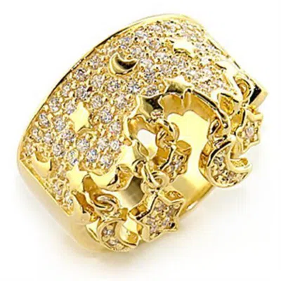 Fashnzfab Gold 925 Sterling Silver Ring With Aaa Grade Cz In Clear