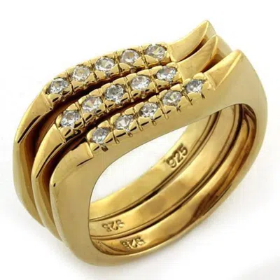 Fashnzfab Gold 925 Sterling Silver Ring With Aaa Grade Cz In Clear