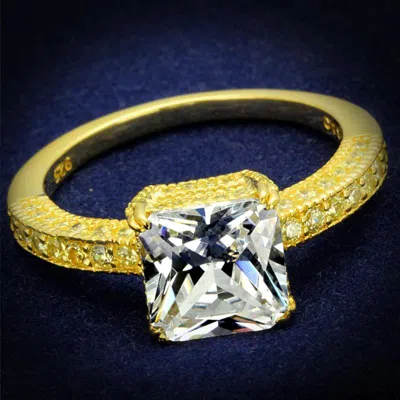 Fashnzfab Gold 925 Sterling Silver Ring With Aaa Grade Cz In Clear In Multi