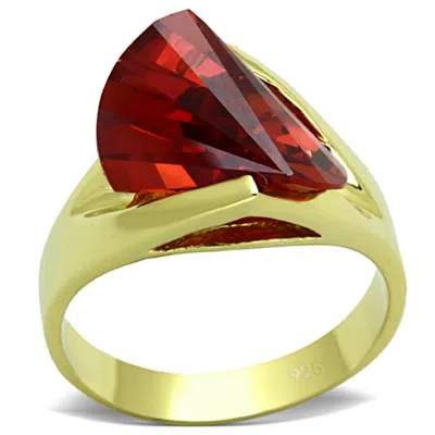 Fashnzfab Gold 925 Sterling Silver Ring With Aaa Grade Cz In Garnet In Multi