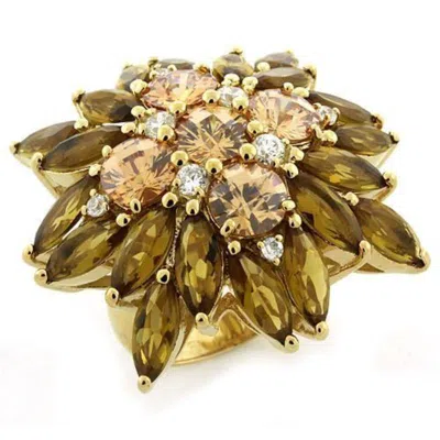 Fashnzfab Gold 925 Sterling Silver Ring With Aaa Grade Cz In Multi Color