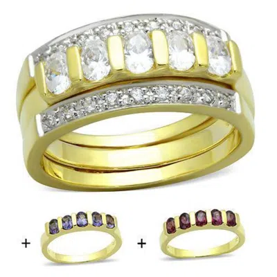 Fashnzfab Gold 925 Sterling Silver Ring With Aaa Grade Cz In Multi Color