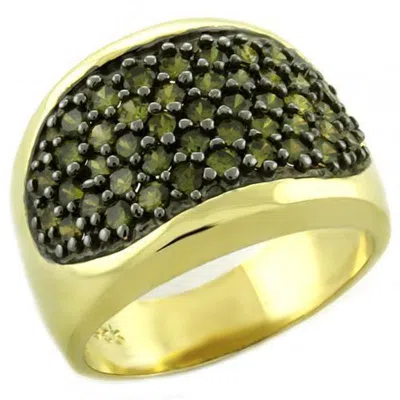 Fashnzfab Gold 925 Sterling Silver Ring With Aaa Grade Cz In Peridot In Multi
