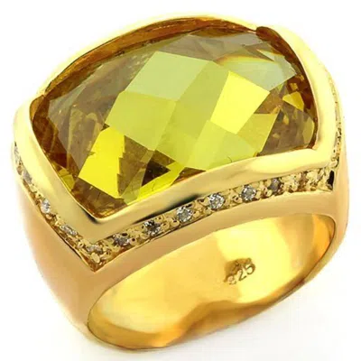 Fashnzfab Gold 925 Sterling Silver Ring With Aaa Grade Cz In Topaz In Multi